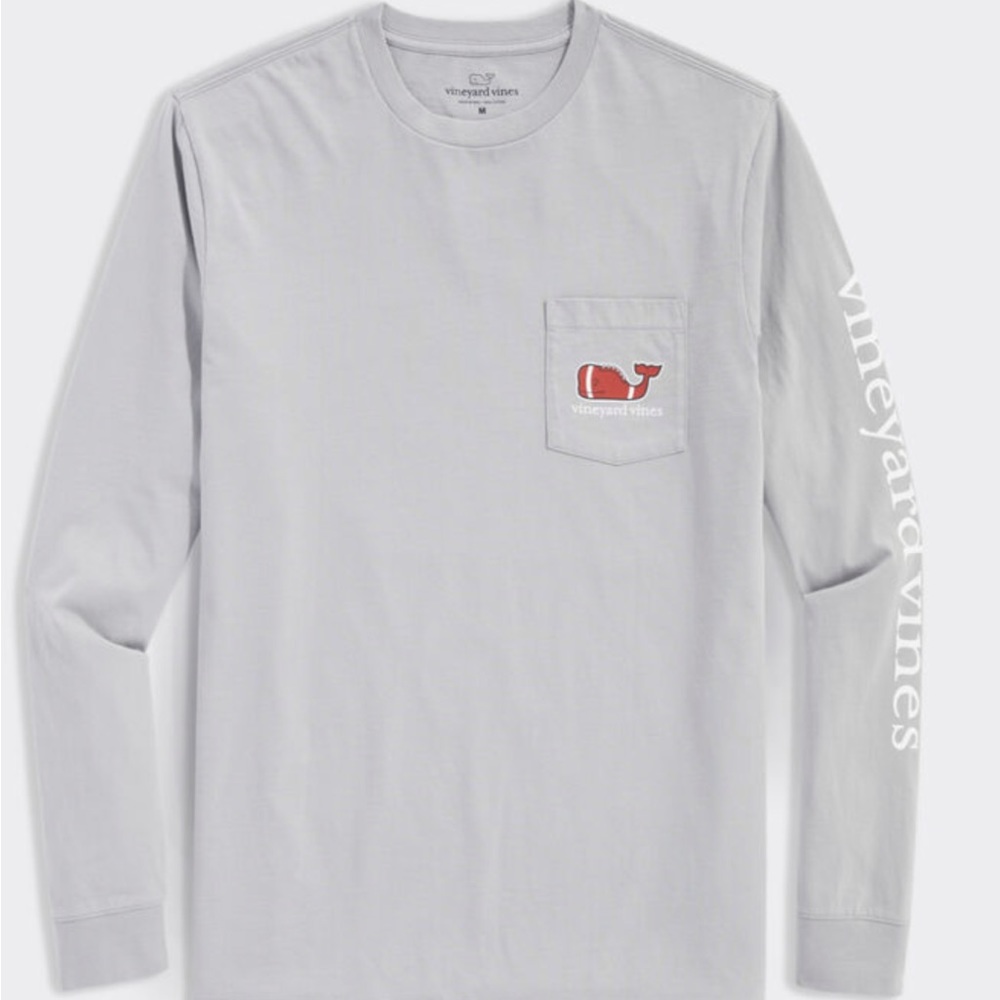 Vineyard Vines Football Whale Long-Sleeve Pocket Tee